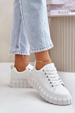 Ocieplane Sneakersy Damskie Big Star MM274616 Białe