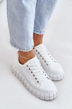 Ocieplane Sneakersy Damskie Big Star MM274616 Białe