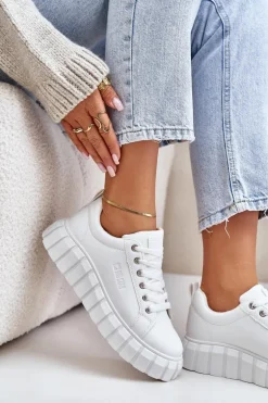 Ocieplane Sneakersy Damskie Big Star MM274616 Białe