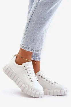 Ocieplane Sneakersy Damskie Big Star MM274616 Białe