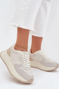 Ocieplane Sneakersy Damskie Na Platformie Big Star SS274008 HI-POLY SYSTEM Jasnobeżowe