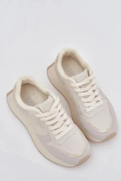 Ocieplane Sneakersy Damskie Na Platformie Big Star SS274008 HI-POLY SYSTEM Jasnobeżowe