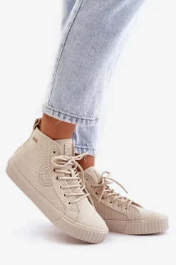 Ocieplane Sztruksowe Trampki Damskie Big Star OO274771 Hi-Poly System Beżowe