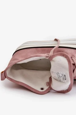 Ocieplane Trampki Damskie Na Platformie Eko Skórzane Big Star OO274068 Różowe