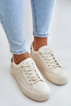 Ocieplane Trampki Damskie Na Platformie Big Star OO274A454 Beżowe