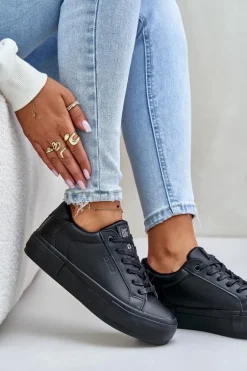 Ocieplane Trampki Damskie Na Platformie Big Star OO274A555 Czarne