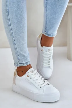 Ocieplane Trampki Damskie Na Platformie Big Star OO274A452 Białe