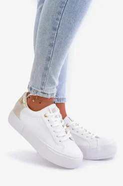 Ocieplane Trampki Damskie Na Platformie Big Star OO274A452 Białe