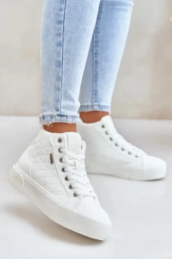 Ocieplane Trampki Damskie Z Przeszyciami Big Star OO274A479 Białe