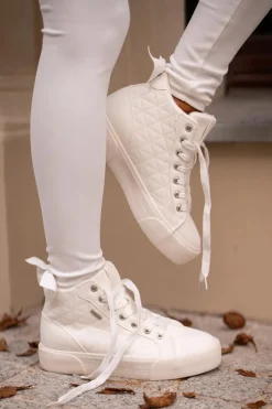 Ocieplane Trampki Damskie Z Przeszyciami Big Star OO274A479 Białe