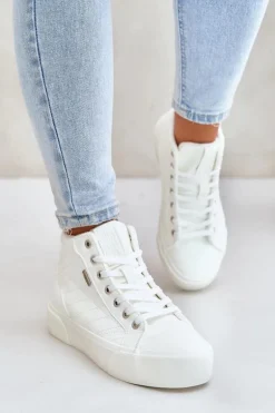 Ocieplane Trampki Damskie Z Przeszyciami Big Star OO274A479 Białe