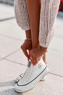 Ocieplane Trampki Damskie Na Platformie Eko Skórzane Big Star OO274061 Białe