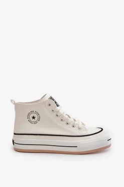 Ocieplane Trampki Damskie Na Platformie Eko Skórzane Big Star OO274061 Białe