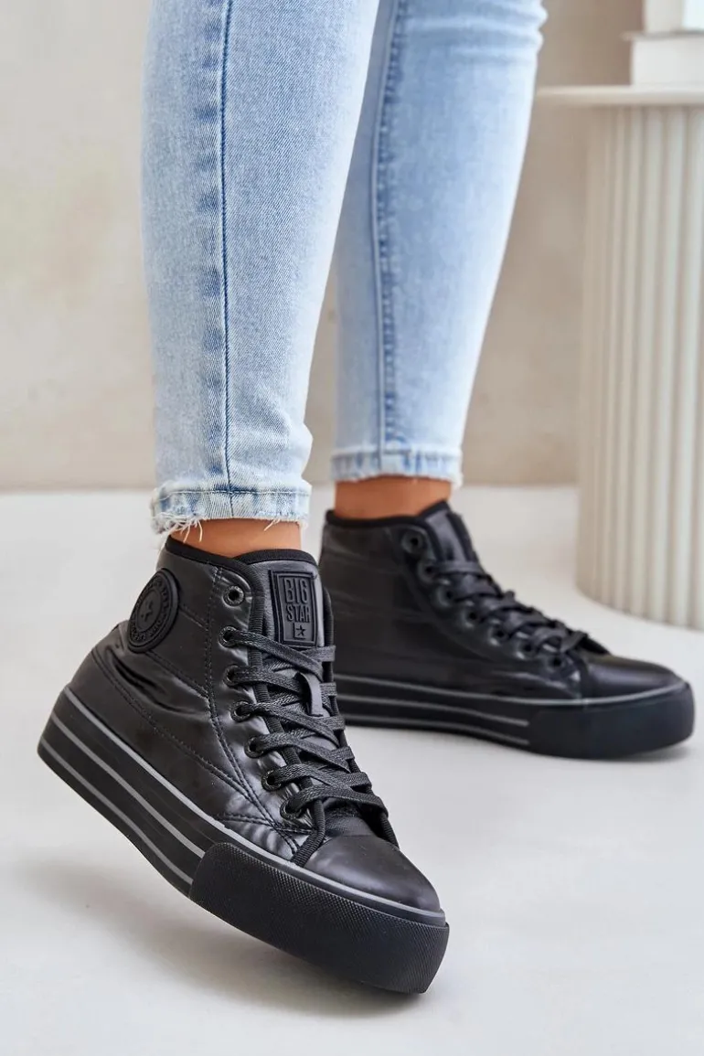 Ocieplane Trampki Damskie Na Platformie OO274A471 Czarne