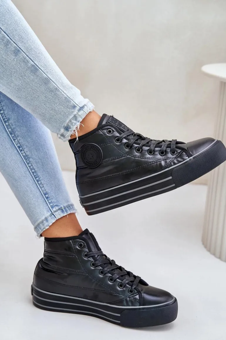 Ocieplane Trampki Damskie Na Platformie OO274A471 Czarne