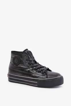 Ocieplane Trampki Damskie Na Platformie OO274A471 Czarne