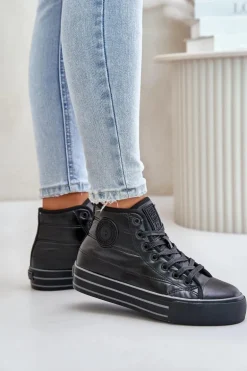 Ocieplane Trampki Damskie Na Platformie OO274A471 Czarne