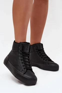 Ocieplane Trampki Damskie Na Platformie Big Star OO274796 Czarne