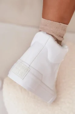 Ocieplane Trampki Damskie Na Platformie Big Star OO274794 Białe