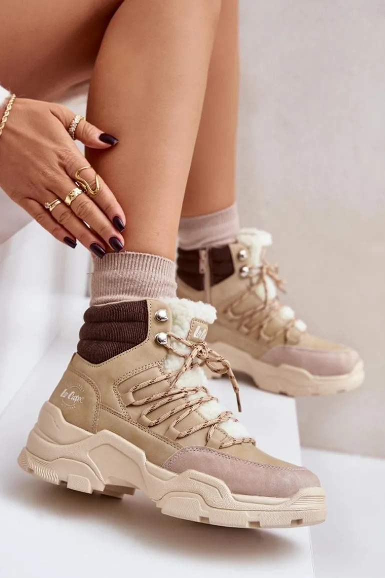 Ocieplane Trapery Damskie Lee Cooper LCJ-24-03-3059L Beżowe