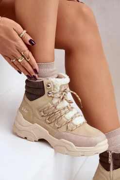 Ocieplane Trapery Damskie Lee Cooper LCJ-24-03-3059L Beżowe