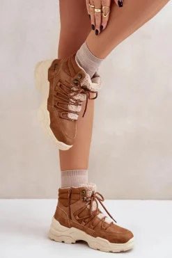 Ocieplane Trapery Damskie Lee Cooper LCJ-24-03-3061L Brązowe