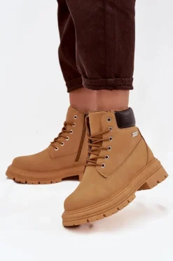 Ocieplane Trapery Damskie Na Zamek Camel Selinda