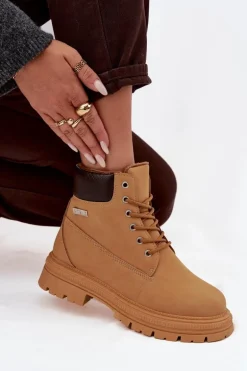 Ocieplane Trapery Damskie Na Zamek Camel Selinda