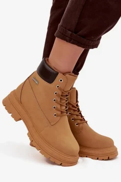 Ocieplane Trapery Damskie Na Zamek Camel Selinda