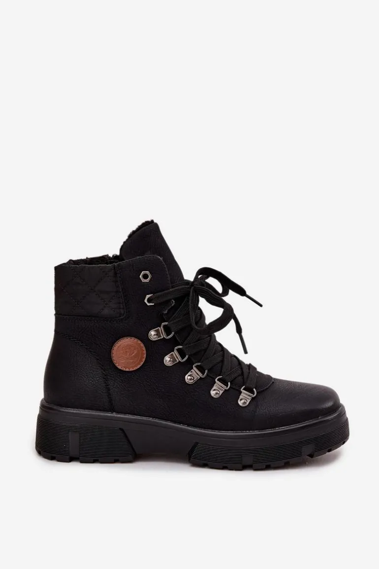 Ocieplane Trapery Damskie Na Platformie Czarne Zaraine