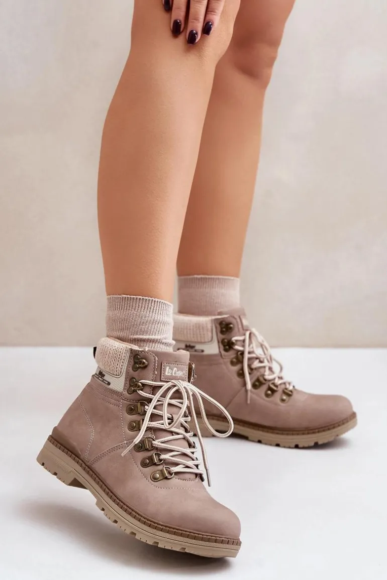 Ocieplane Trapery Damskie Lee Cooper LCJ-24-03-3042 Ciemnobeżowe