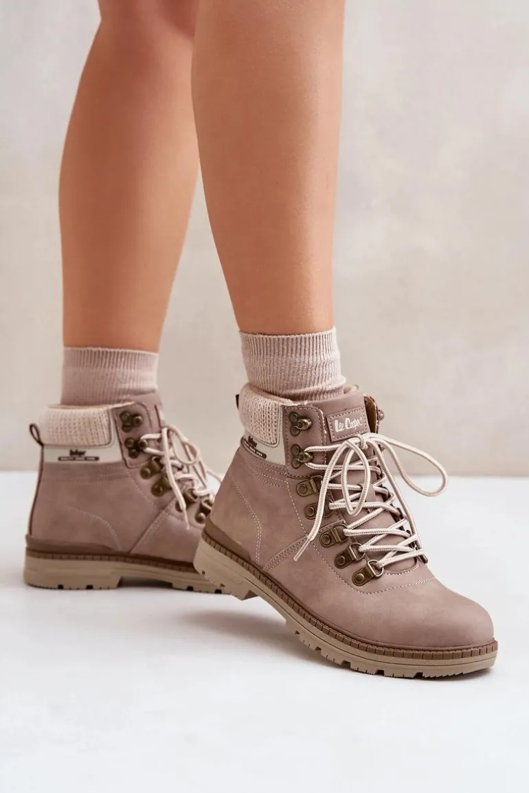 Ocieplane Trapery Damskie Lee Cooper LCJ-24-03-3042 Ciemnobeżowe