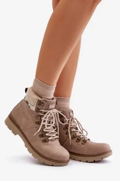 Ocieplane Trapery Damskie Lee Cooper LCJ-24-03-3042 Ciemnobeżowe