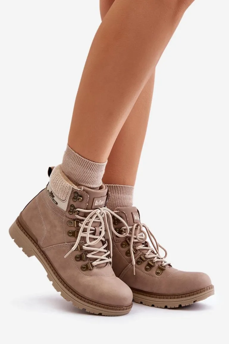 Ocieplane Trapery Damskie Lee Cooper LCJ-24-03-3042 Ciemnobeżowe