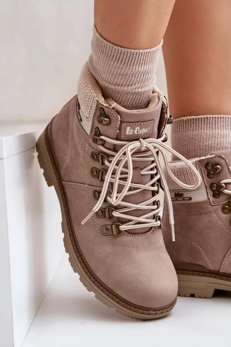 Ocieplane Trapery Damskie Lee Cooper LCJ-24-03-3042 Ciemnobeżowe