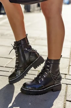 Ocieplane Workery Z Łańcuchami Czarne Linus