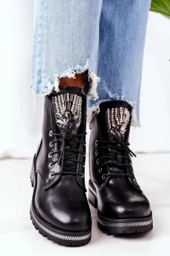 Ocieplane Workery Z Cyrkoniami Czarne Attention