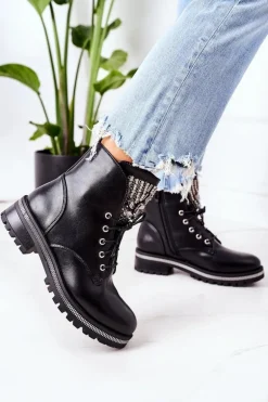 Ocieplane Workery Z Cyrkoniami Czarne Attention