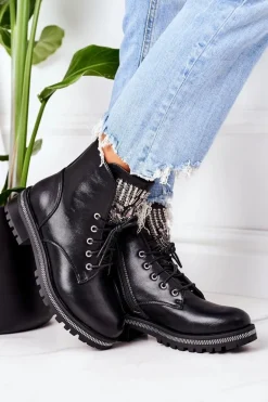 Ocieplane Workery Z Cyrkoniami Czarne Attention