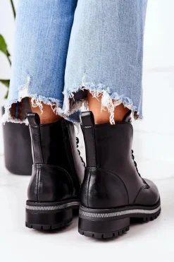 Ocieplane Workery Z Cyrkoniami Czarne Attention