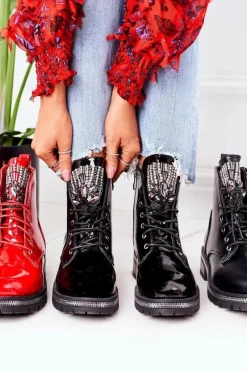 Ocieplane Workery Z Cyrkoniami Czarne Attention