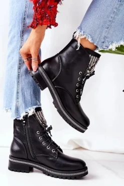 Ocieplane Workery Z Cyrkoniami Czarne Attention