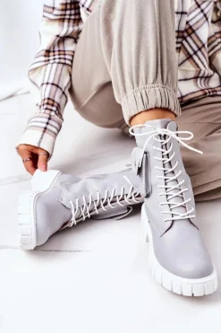 Ocieplane Workery Z Kieszenią Jasnoszare Awesome