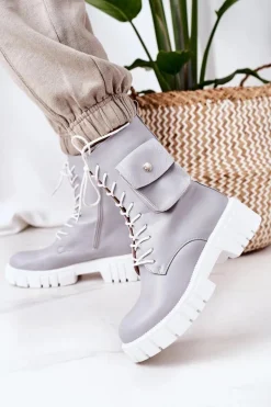 Ocieplane Workery Z Kieszenią Jasnoszare Awesome