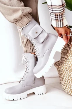 Ocieplane Workery Z Kieszenią Jasnoszare Awesome