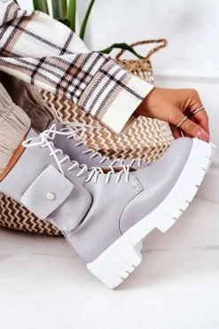 Ocieplane Workery Z Kieszenią Jasnoszare Awesome