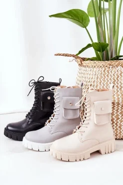 Ocieplane Workery Z Kieszenią Jasnoszare Awesome