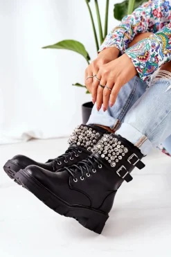 Ocieplane Workery Z Perełkami Czarne Now Or Never