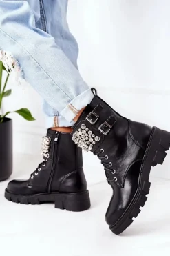 Ocieplane Workery Z Perełkami Czarne Now Or Never