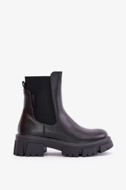 Ocieplane Wsuwane Botki Sztyblety Z Eko Skóry Big Star MM274071 Czarne